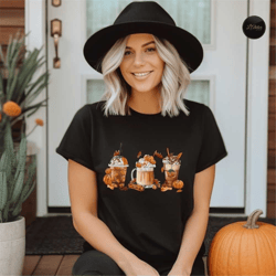 fall coffee sweatshirt, cute halloween pumpkin t-shirt, thanksgiving shirt, pumpkin spice latte drink cups hoodie, coffe