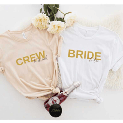 woman's jga t-shirt 'bride & crew' simple and modern, wedding gift for brides, team bride tee, bachelorette party shirt,