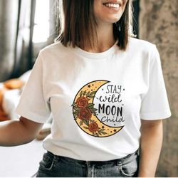 moon and sun sweatshirt, stay wild moon child shirt, boho mystical jumper, spiritual crystal gift, quartz energy t-shirt