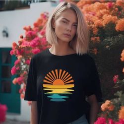 retro sunset rays wavy shirt, vintage shirt, retro sunshine shirt, sun rays tee, beachy vibes tee, retro summer time , s