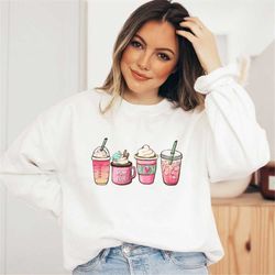 mothers day gift coffee sweatshirt, women cute mama shirt, mom sweatshirt, women mothers day tee, funny iced latte coffe
