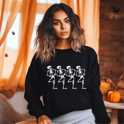 fall shirt, dancing skeleton t-shirt, happy halloween hoodie, halloween sweatshirt, halloween costume shirt, women hallo