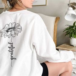 sweatshirt fineline tattoo sunflower, grateful sweatshirt, statement pullover, statement sweatshirt for woman, line art