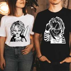 halloween couple shirts, chucky and tiffany shirt, true love, wanna play, couple funny tee, family matching shirt, match