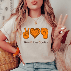 peace love justice shirt, justice t-shirt, j peace sign shirt, peace hand sign apparel, world peace shirt, no more gun s