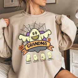 halloween sweatshirt for grandma, custom grandkids name halloween sweatshirt, halloween sweatshirt with grandchildren na