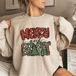 merry and bright sweatshirt & hoodie, womens christmas sweatshirt, christmas sweatshirts for women, merry christmas swea