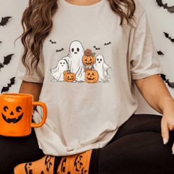 halloween ghost shirt, halloween party shirt, floral ghost shirt, autumn shirt, trick or treat shirt, cute ghost, hallow