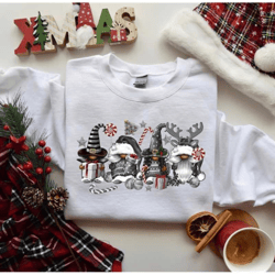grey christmas afro gnomies sweatshirt, christmas gnome sweater, christmas gifts, christmas women crewneck, holiday seas