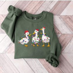 duck christmas sweatshirt, christmas ducks shirt, christmas lights, christmas crewneck, christmas gifts, funny christmas