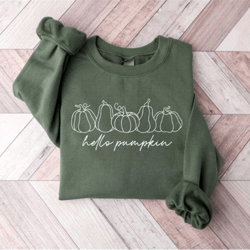 hello pumpkin sweatshirt, thanksgiving pumpkin shirt, pumpkin crewneck, hey there pumpkin shirt, thankful sweatshirt, pu