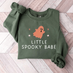 little spooky babe sweatshirt, halloween ghost shirt for woman, halloween gifts, spooky season shirt, boo shirt, hallowe