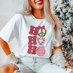 ho ho ho christmas shirt - christmas peace shirt - christmas candy cane shirt- disco ball christmas shirt - christmas pa