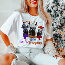 happy hallothanksmas shirt - witch llama shirt - santa llama shirt - christmas llama shirt - halloween llama shirt - tha