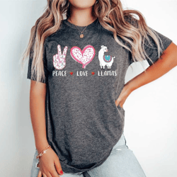 peach love llamas shirt - animal lover gift - llama gift - llama lover apparel - farm animal tee - gift for farmer - lla