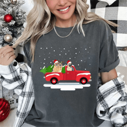 red truck merry christmas tree german shepherd christmas t-shirt german shepherd santa claus hat, german shepherd americ