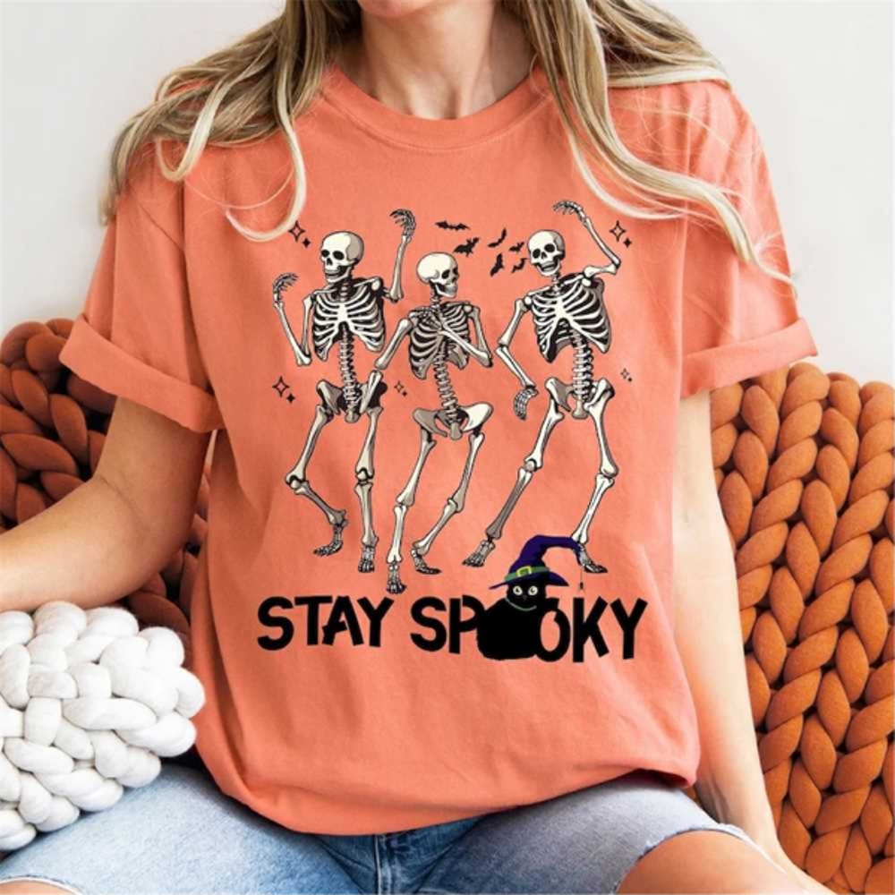 MR2710202384523retrohalloweentshirtskeletonhalloweenshirtstayspookyimage1jpg