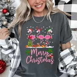 pink flamingo christmas palm tree tropical xmas funny t-shirt flamingo christmas tree shirt, flamingo christmas t-shirt