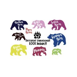 bear family svg files for silhouette, files for cricut, svg, dxf, eps, png instant download