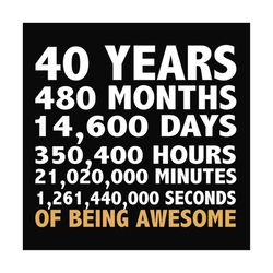 40 years 480 months 14600 days of being awesome svg, birthday svg, birthday party svg, birthday gifts, birthday shirts,