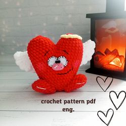 Crochet pattern Heart Angel, amigurumi heart