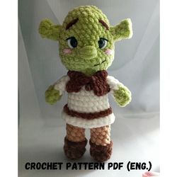 Crochet Pattern Ogre (Jumbo), Amigurumi Tutorial in English, Shrek Amigurumi