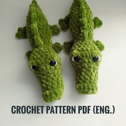 Crochet PATTERN No Sew Crocodile/Alligator, Amigurumi Plushie, Handmade Toy Gift Idea, Crochet Pattern, Digital PDF