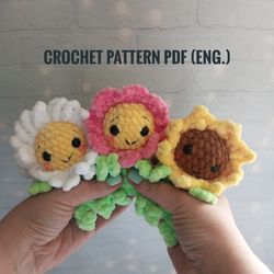 Flower Crochet Pattern, No Sew Amigurumi, Crochet Plushie Pattern - 3 in 1 PDF PATTERN