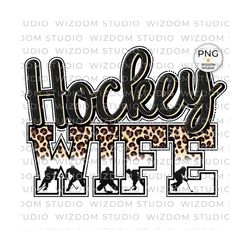 Hockey Wife PNG Image, Ice Hockey Leopard Design, Sublimation Designs Downloads, Transparent PNG File
