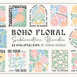 Boho Floral Quote SVG Bundle