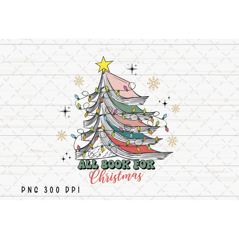 Christmas Book Tree PNG File, Retro Book Christmas Sublimation, Book Lovers png, Bookworm Christmas png, School Christmas, Digital Download.jpg
