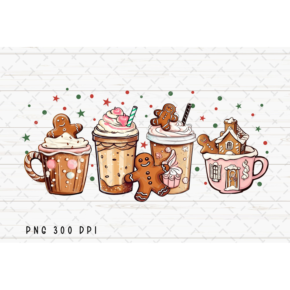 Christmas Coffee Latte PNG File, Gingerbread Coffee Cup Sublimation, Gingerbread House, Christmas Coffee Lover, Xmas PNG Digital Download.jpg