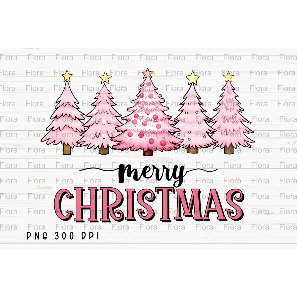 Merry Christmas PNG File, Christmas Tree Sublimation, Pink Christmas Tree Design, Instant Digital Download.jpg