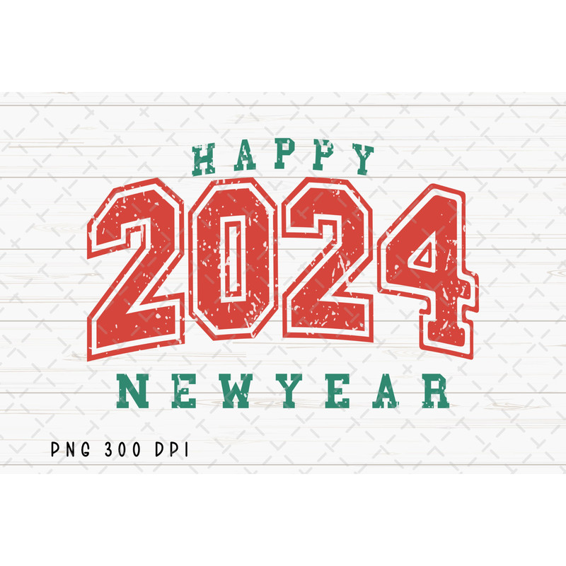 Retro Happy New Year 2024 PNG File, New Year Sublimation, 2024 PNG, Vintage Happy New Year 2024 PNG, Instant Digital Download.jpg
