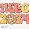 Retro Hello 2024 PNG File, Happy New Year 2024 Sublimation, 2024 PNG, Disco Ball PNG, Instant Digital Download.jpg
