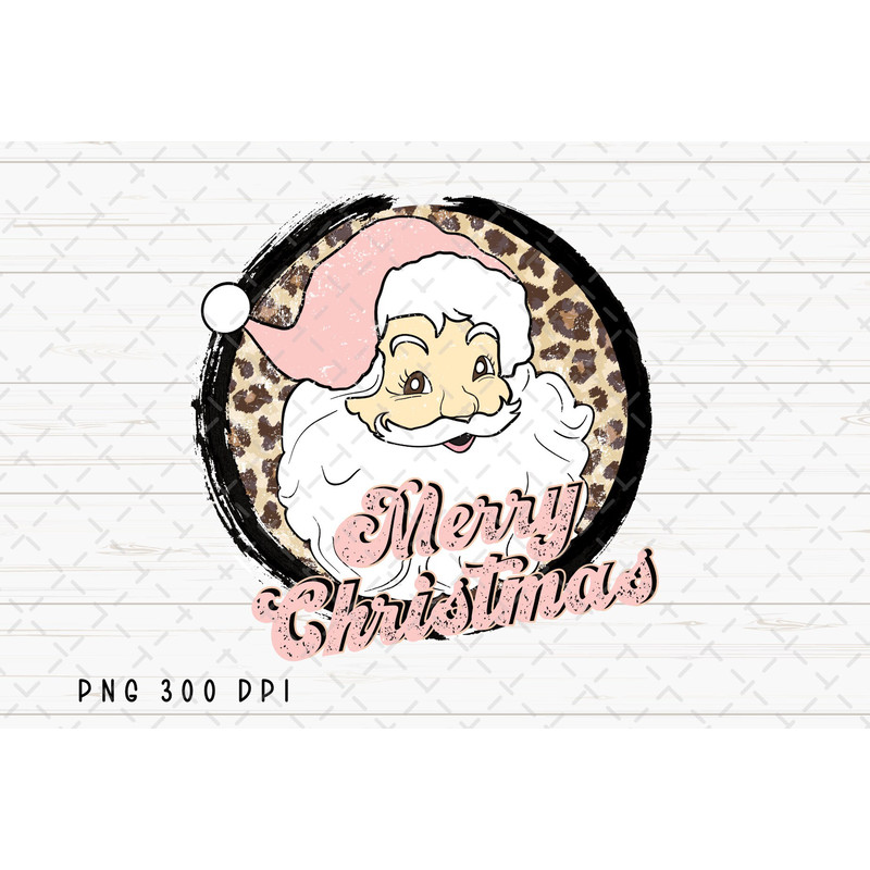 Santa Claus PNG File, Retro Merry Christmas Sublimation, Leopard Design, Christmas Season PNG, Vintage Santa PNG Digital Download.jpg