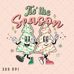 tis the season png file, retro merry christmas sublimation, christmas tree cake design, christmas cake png instant digit