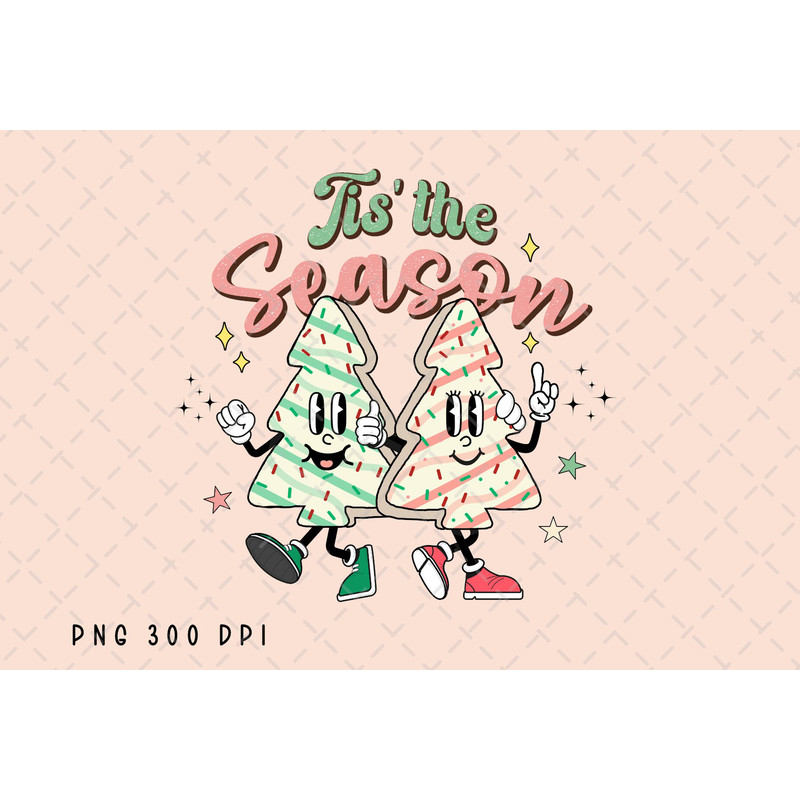 Tis The Season PNG File, Retro Merry Christmas Sublimation, Christmas Tree Cake Design, Christmas Cake png Instant Digital Download.jpg