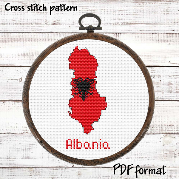 Albania-flag-cross-stitch