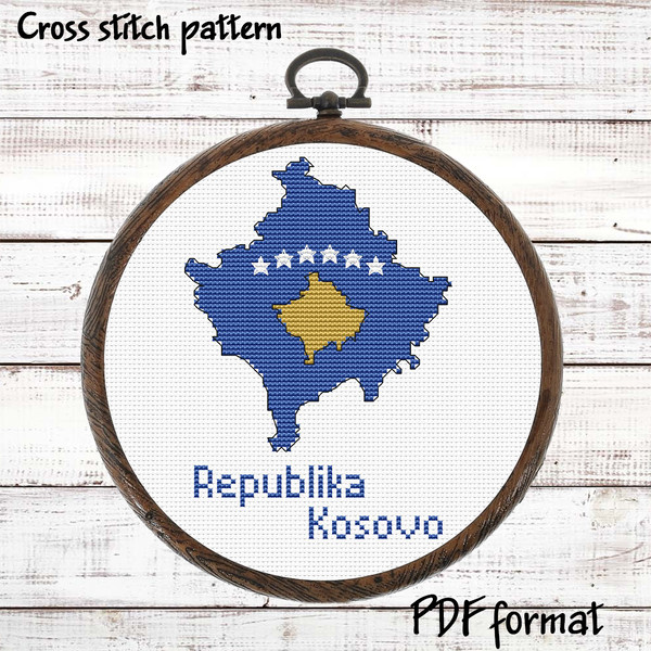 Kosovo-map-cross-stitch-pattern