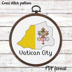 Vatican City Map Cross Stitch pattern modern, Vatican Flag Xstitch pattern PDF, Vaticano Cross Stitch Pattern