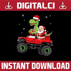 PNG ONLY Christmas Family Matching Santa Truck Dinosaur Png, Christmas T-rex Png, Christmas Png, Digital Download