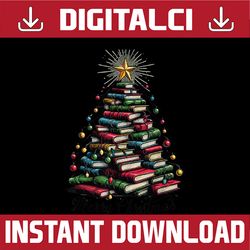png only merry christmas tree love reading books librarian png, christmas books tree png, christmas png, digital downloa