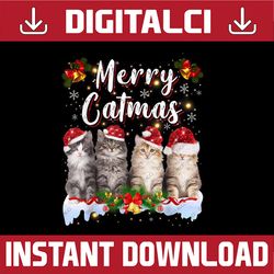 PNG ONLY Cat Santa Christmas Family Matching Merry Catmas Png, Cat Santa Hat Cute Png,  Christmas Png, Digital Download