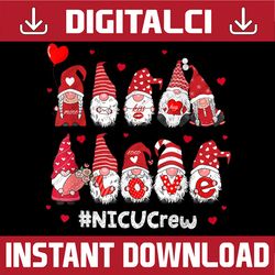 Gnome With Hearts NICU Crew Png, Valentine's Day Png, Valentine's Day Gnomes with Heart Png, Scandinavian Gnomes Png Sub