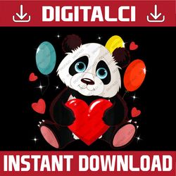 Valentine Panda Holding Heart PNG, Love Panda Lover Kids Boys Png, Valentine Sweet panda Png, Panda hugging heart Png, V
