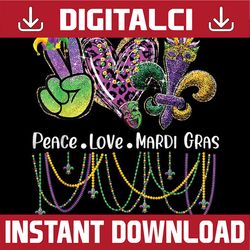 Peace Love Mardi Gras Leopard Heart Mardi Gras Festival Png, ,Mardi Gras Png, Digital download