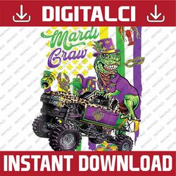 USA Flag Mardi Gras Dinosaur Monster Truck Funny Carnival Png ,Mardi Gras Png, Digital download