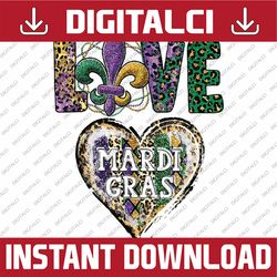 Love Mardi Gras Leopard Motif For Women With Beads And Bling Png ,Mardi Gras Png, Digital download