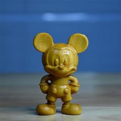 Huangyangmu Mickey Mouse Decorative Handmade Cartoon Woodcarving Cute Wooden Desktop Mickey Disney Collection Crafts
